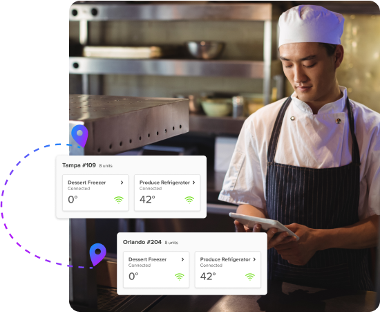 chef using versa hub dashboard on mobile device