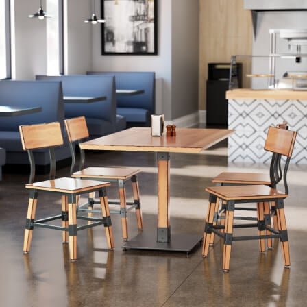 table and chairs on a scenic patio