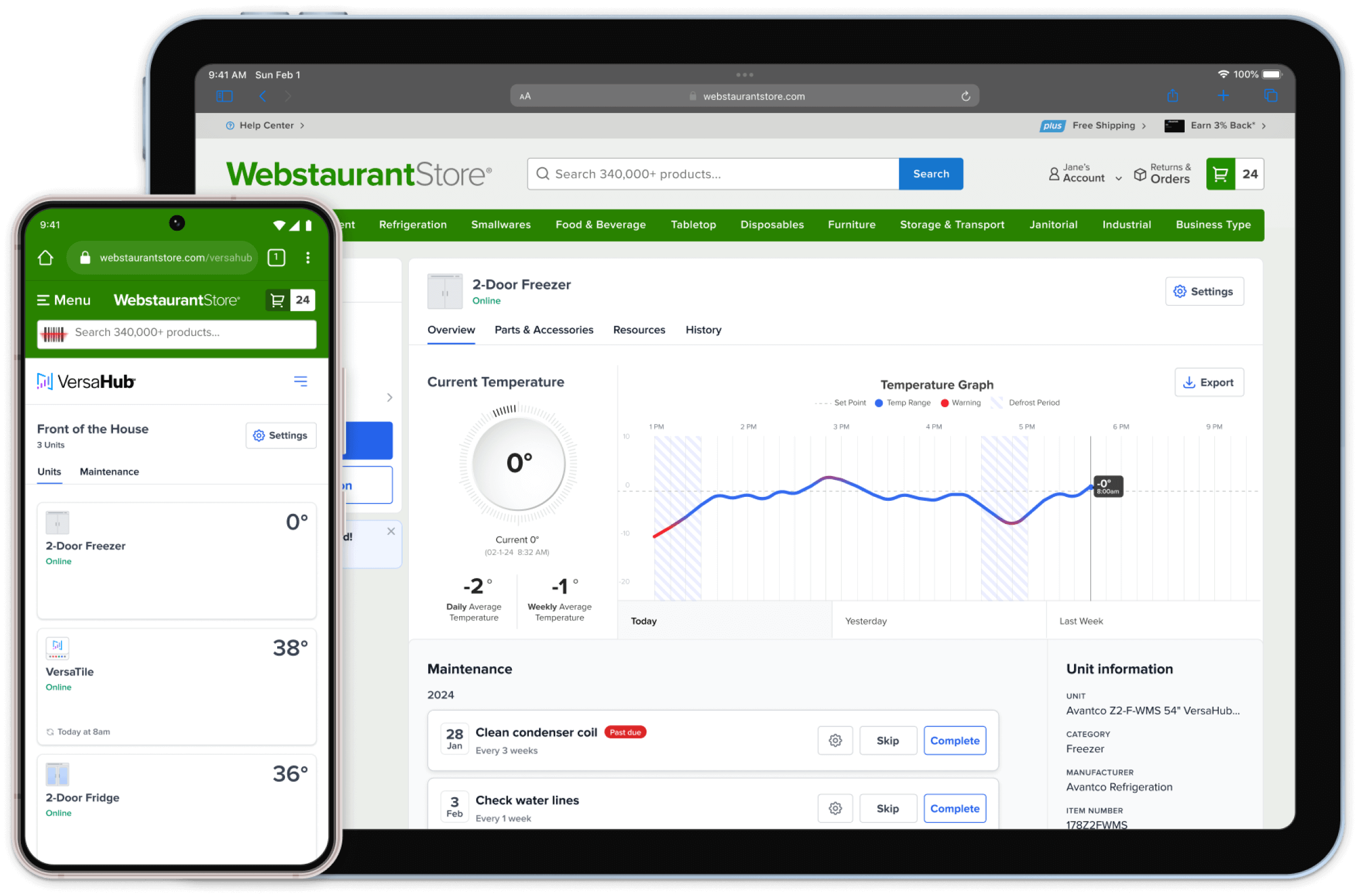 mobile devices showing versa hub dashboard