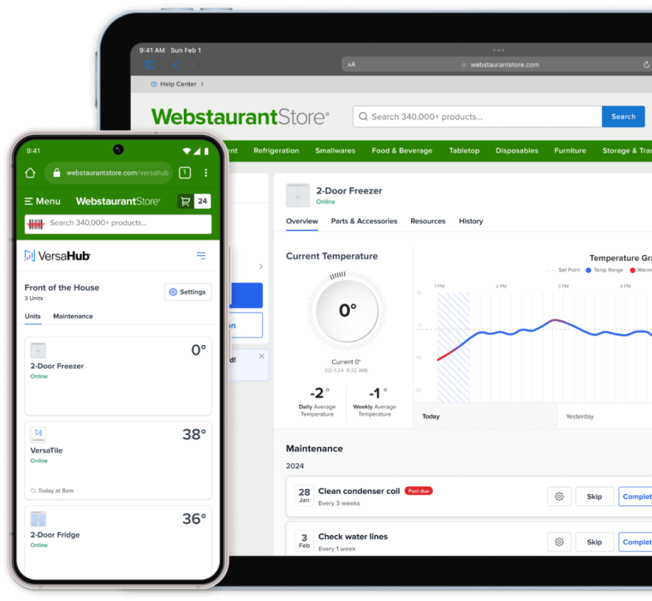 mobile devices showing versa hub dashboard