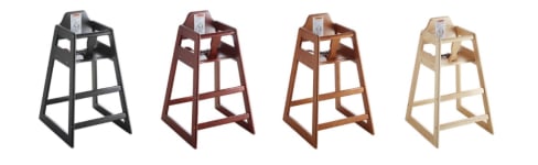 4 example highchairs in various colors