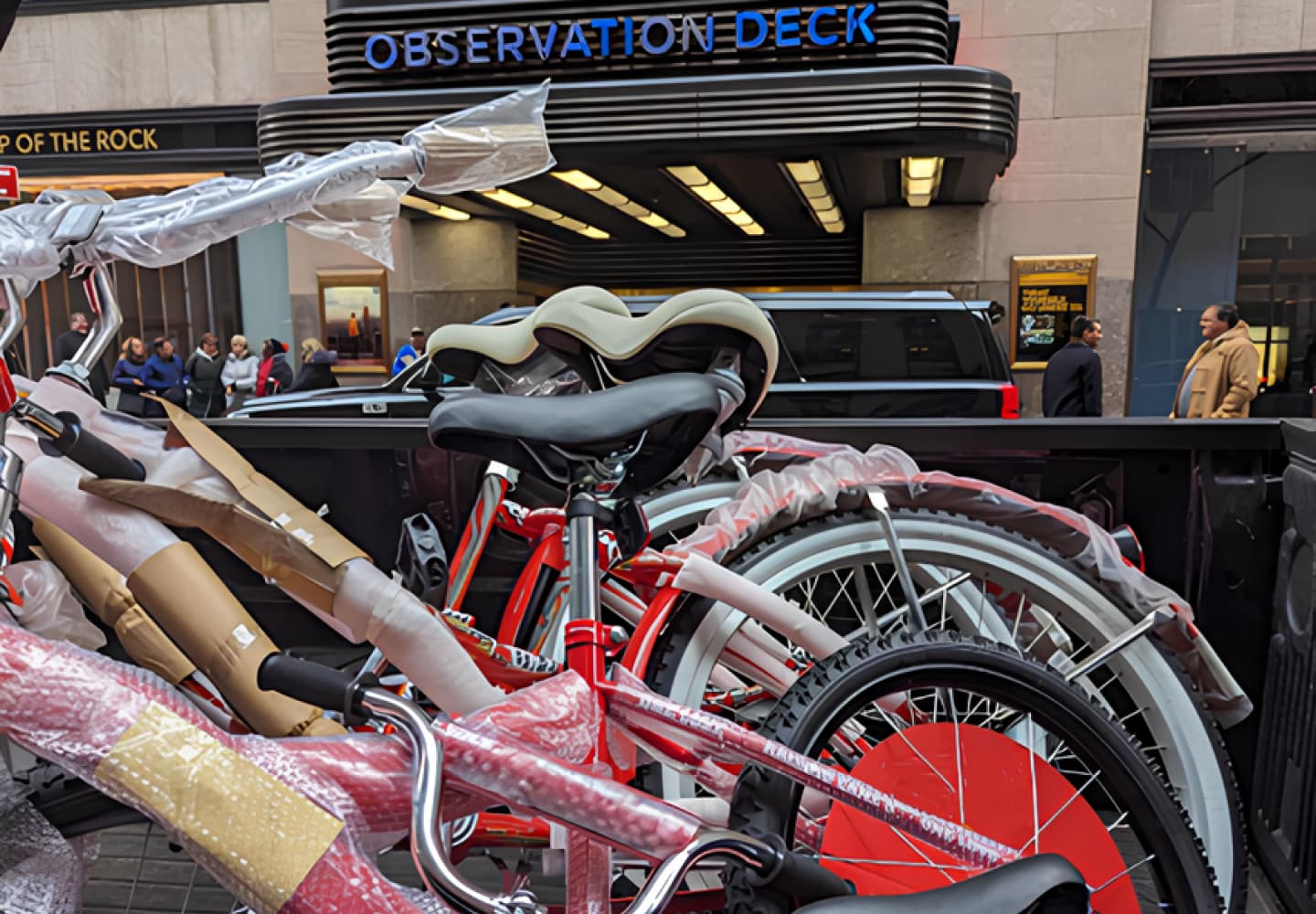 Customer bikes being delivered to Rockefeller Center