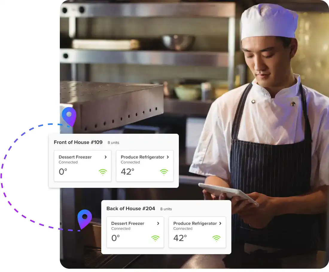 chef using versa hub dashboard on mobile device