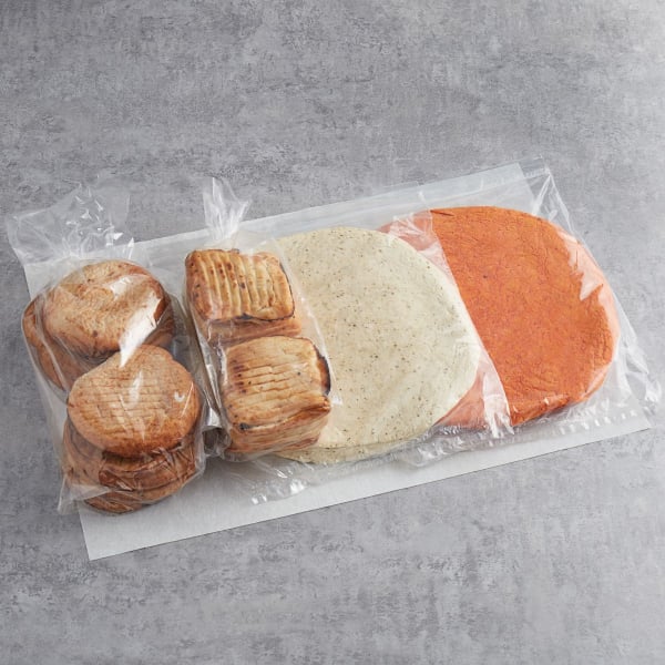 assortment of pita breads and wraps with private label packaging