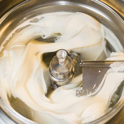 Ice cream being made in an ice cream maker.
