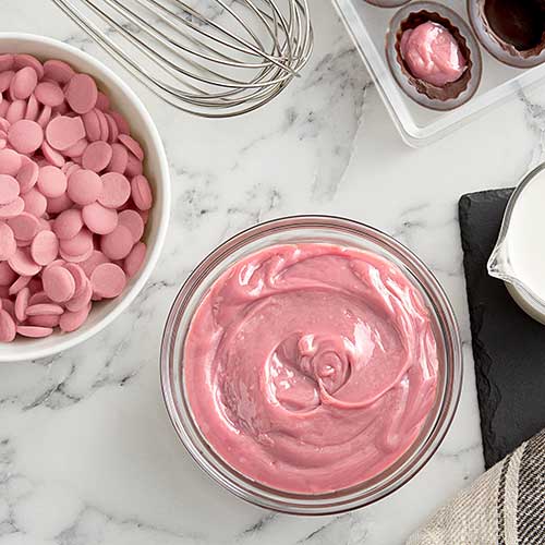 melted ruby chocolate in dish