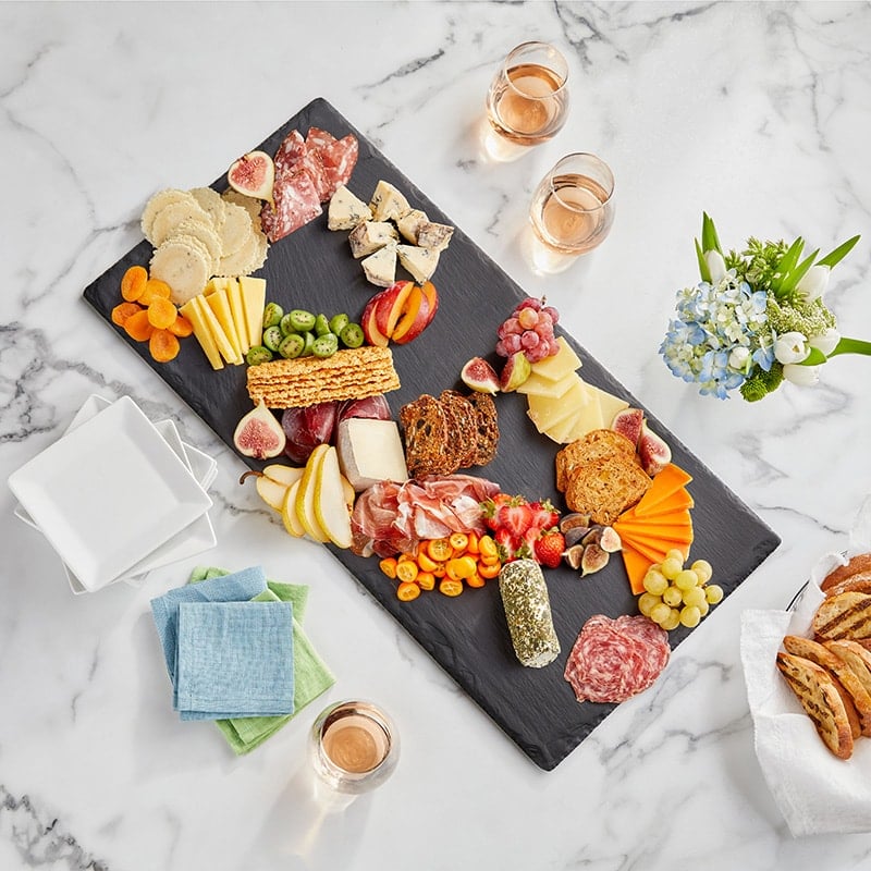 Charcuterie Breads on a Black Slate Board