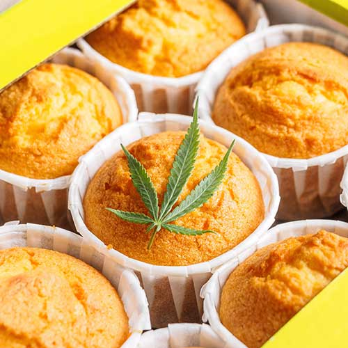 freshly baked cinnamon mini muffins with cannabis