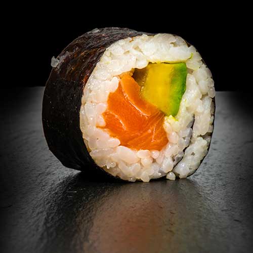 maki sushi roll on slate