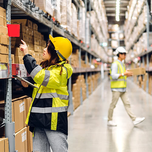 distribution center warehouse staff categorizing products