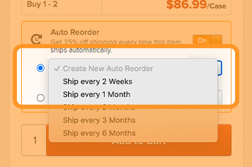 Webstaurantstore Auto Reorder choose desired delivery interval