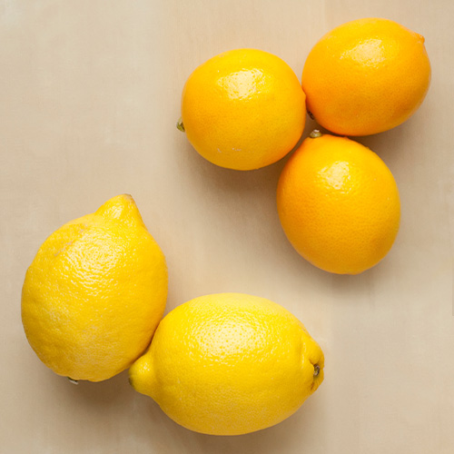 Meyer Lemons next to Regular Lemons