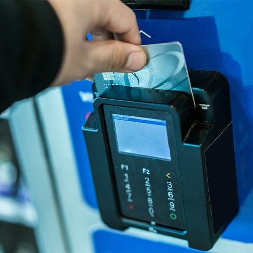 using a credit card at a vending machine terminal