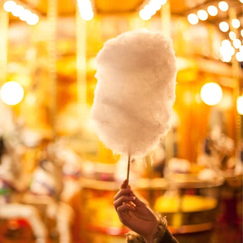 Cotton Candy in Front of Carousel