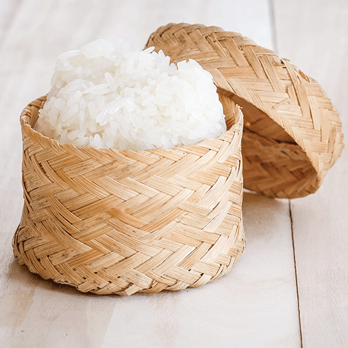 Thai sticky rice in woven basket