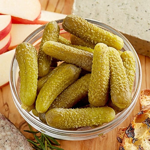 cornichons on a charcuterie board