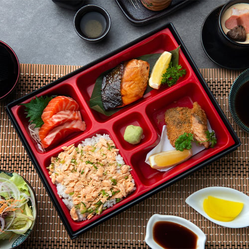 A traditional looking Japanese bento box