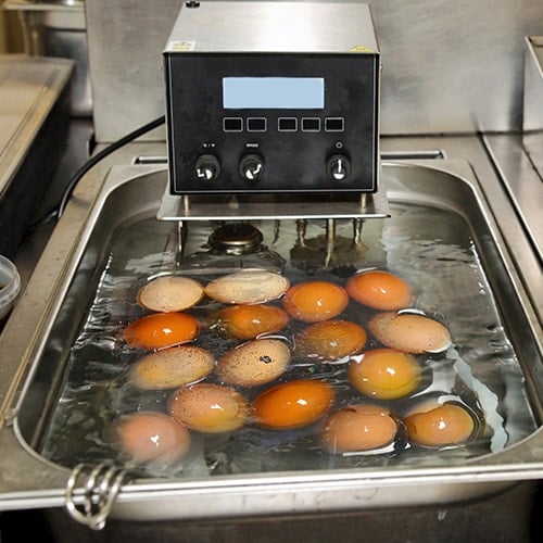 eggs in water in a sous vide machine