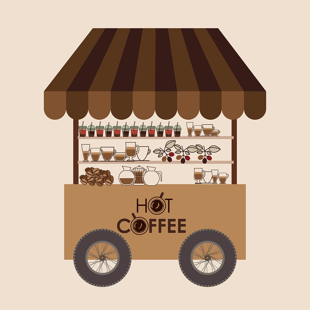 illustration of a coffee cart