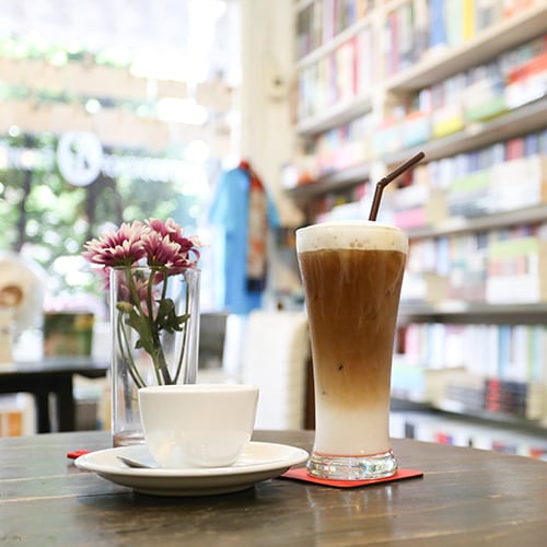 coffee at a bookstore