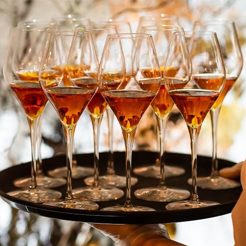 Orange wine in wine glass