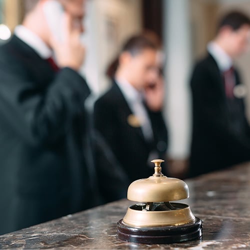 Hotel service bell on a counter