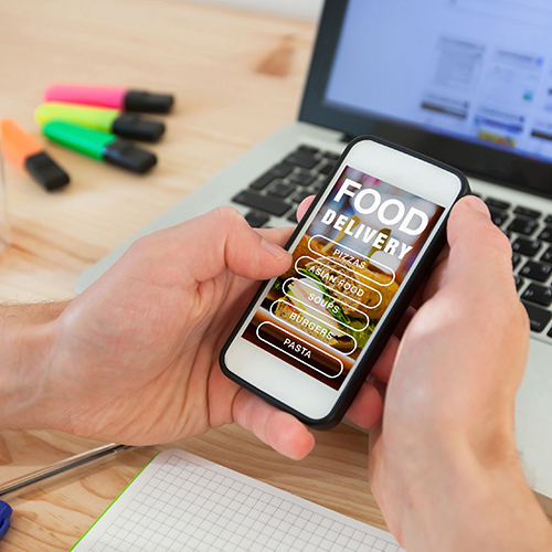 customer ordering food with an app