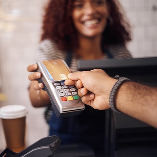 Customer paying with a credit card