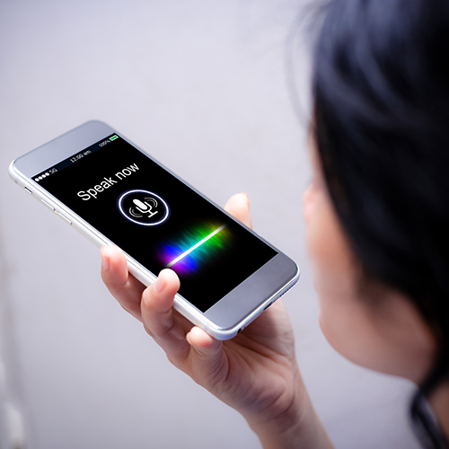 person using voice search