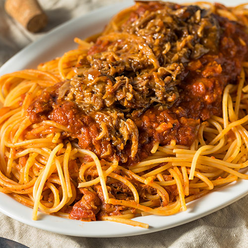 Plated BBQ spaghetti