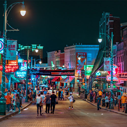 Streets of Memphis at night