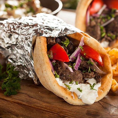 Homemade gyro served and ready to eat