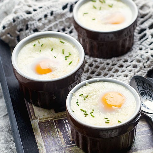 Eggs baked in souffle cups
