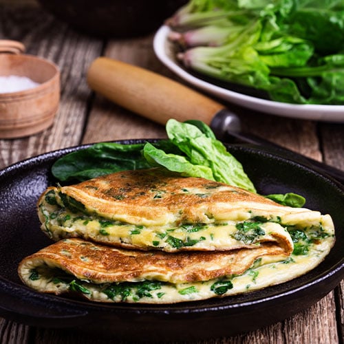 Rustic spinach and cheese omelet