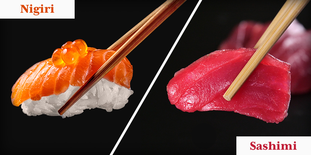 Nigiri vs Sashimi side by side