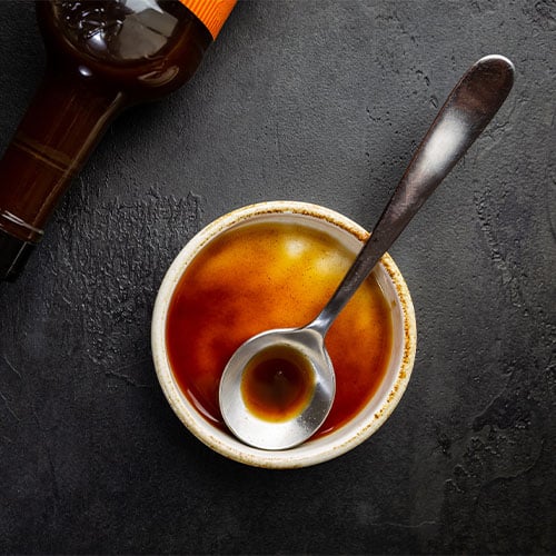 worcestershire sauce in a small white bowl