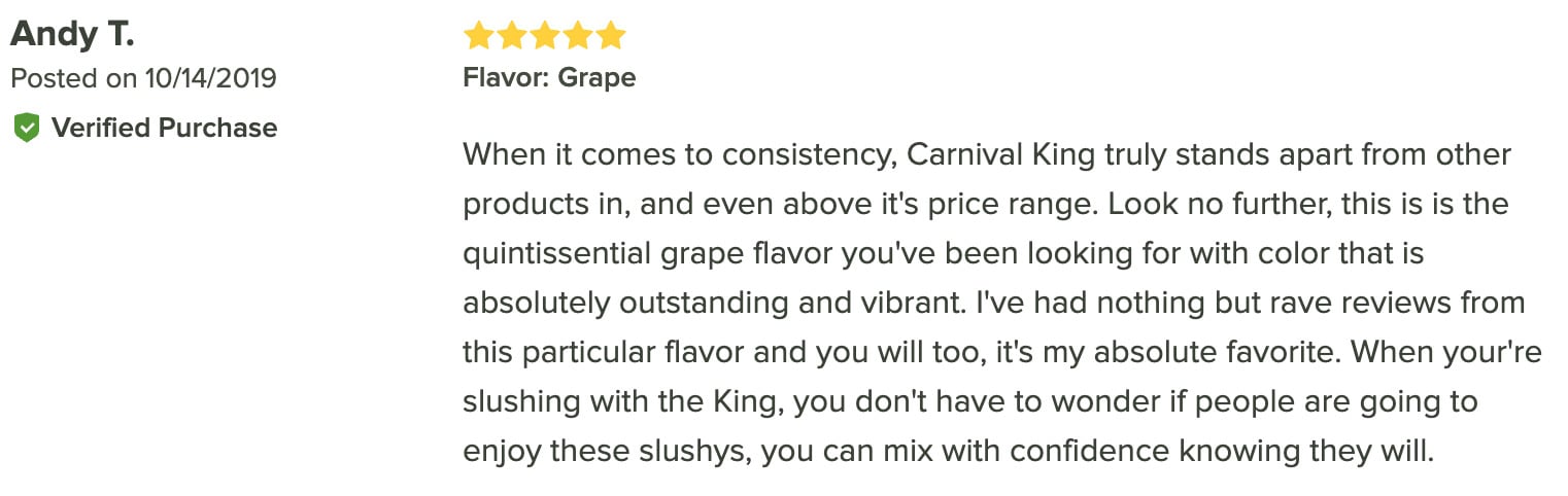 Review of Carnival King Slushy Syrup