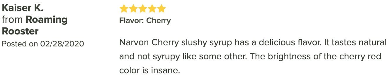 Review of Narvon Slushy Syrup