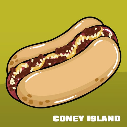 Illustration of a Coney Island Hot Dog