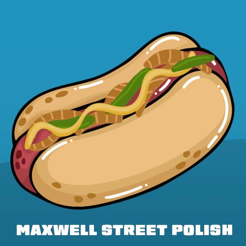 Illustration of a Maxwell Street Polish Dog