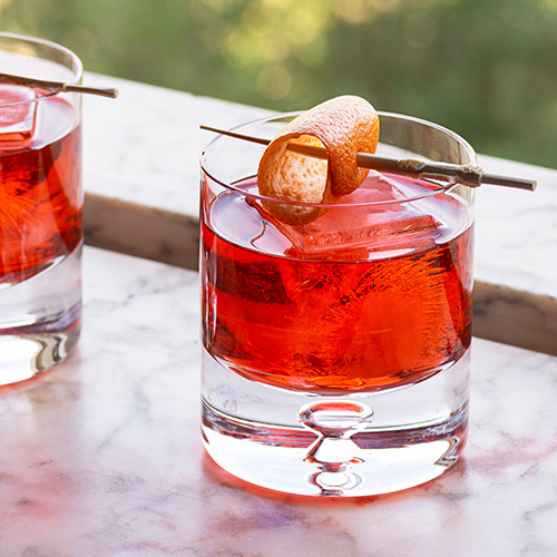 Two Red Negroni Cocktails Drinks