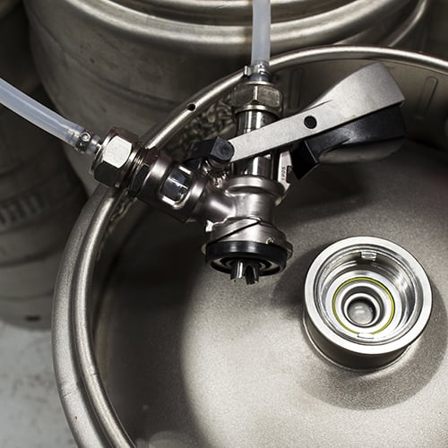 A tap system removed from a keg