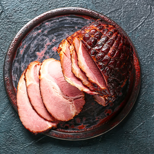 ham butt on a wooden plate