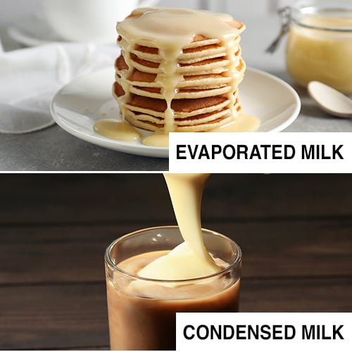 Labeled images of evaporated Milk & Condensed Milk for visual comparison