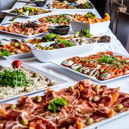 Image of a variety of plated on a table