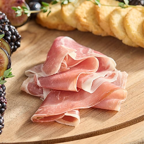 Prosciutto on a charcuterie board