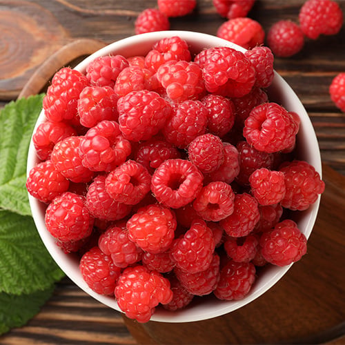raspberries in a bowl