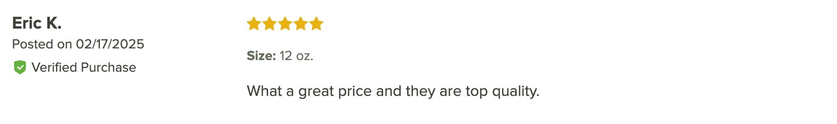 5-star review for Acopa 12oz stainless steel 3-piece cobbler cocktail shaker