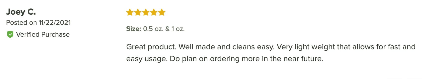 5 star review for American Metalcraft stainless steel jigger