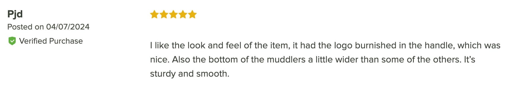 5 star review for Mercer Culinary Barfly natural wood muddler